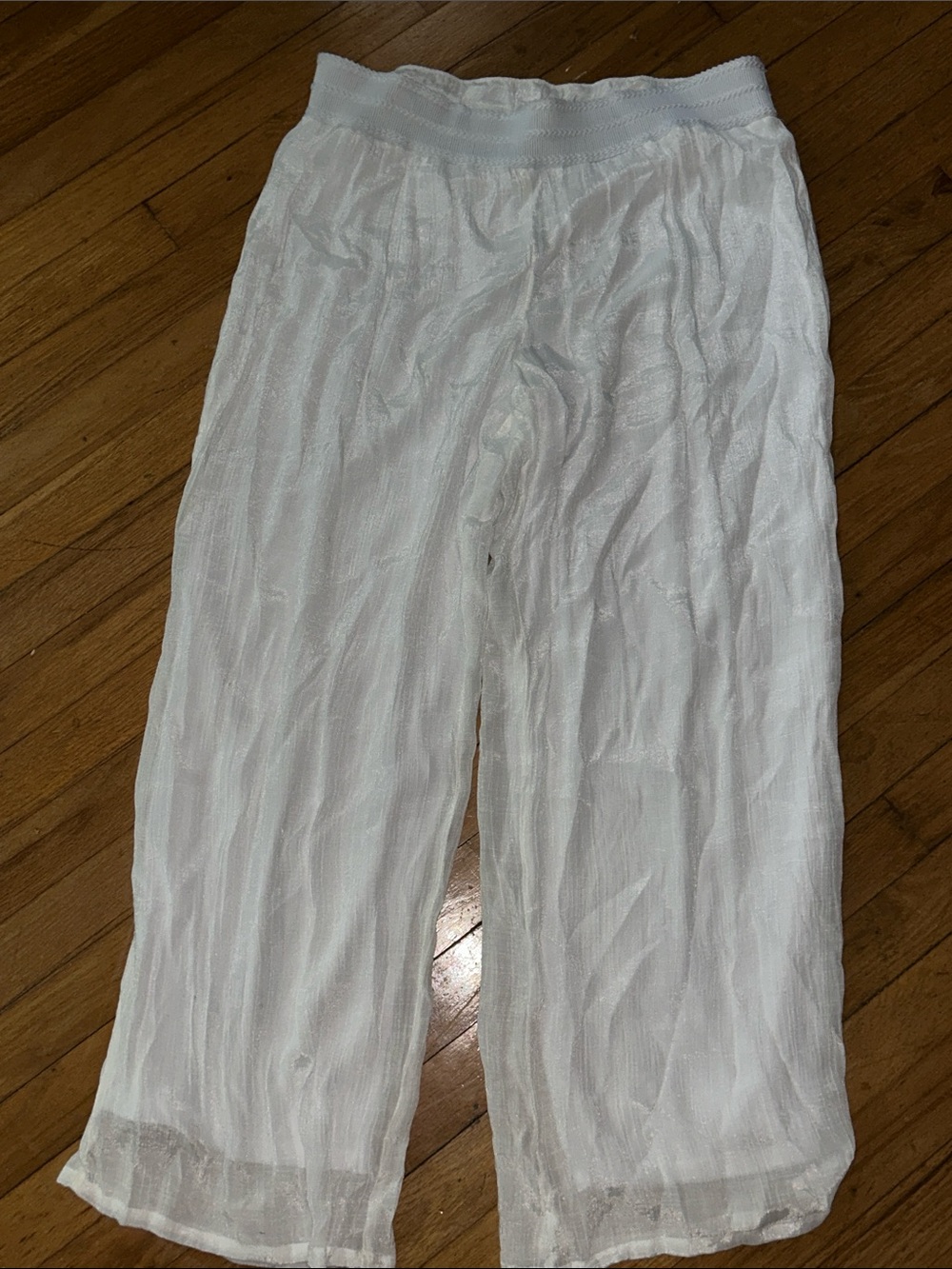 Women’s White Lightweight Textured Pants